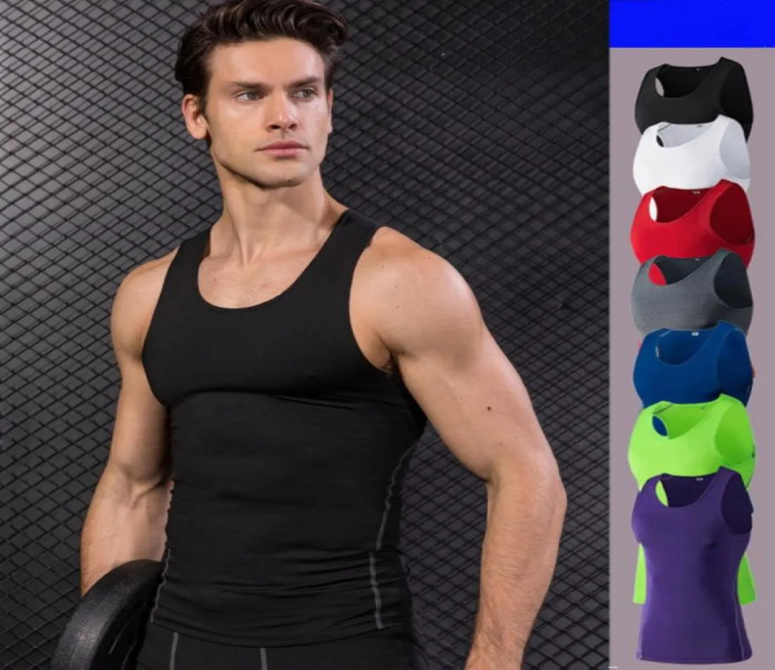 2018 New Compression Tights Gym Tank Top Quick Dry Sleeveless Sport Shirt Men Gym Clothing For Summer Cool Men039s Running Vest8425051