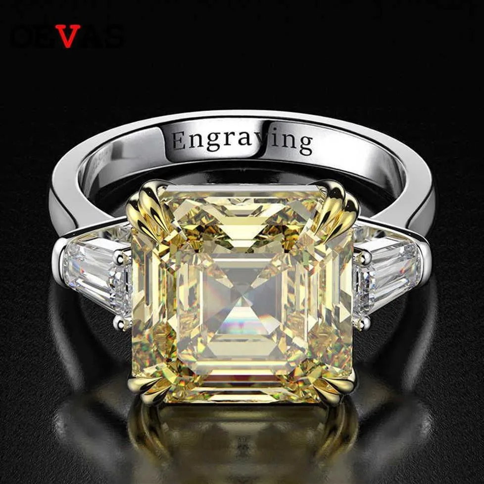 OEVAS 100% 925 prata esterlina criada Moissanite Citrine Diamonds Gemstone Wedding noivado de noivado de jóias finas do presente Y0283A