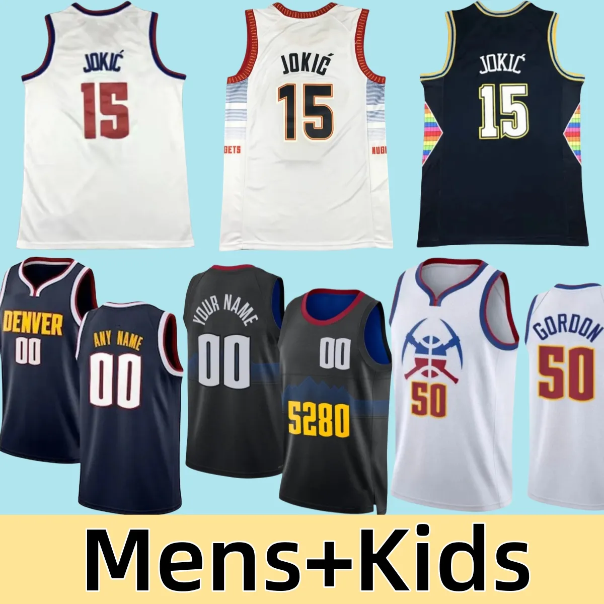 DEN 15 Jersey Edition Men Custom Jokic Basketball Jerseys Nugget Jamal Murray Michael Porter jr. Aaron Gordon Caldwell Pope Christian Braun Zeke Nnaji City