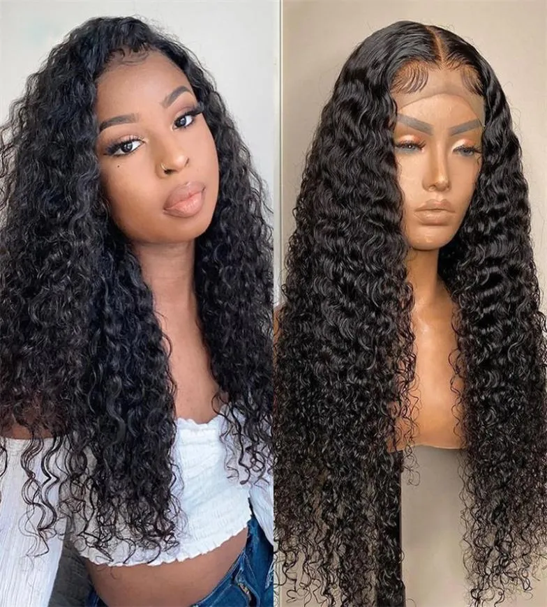 Natural Kinky Curly Wig Soft Svart peruker spetsarfront peruk med babyhår värme ressistant daglig slitage7581112