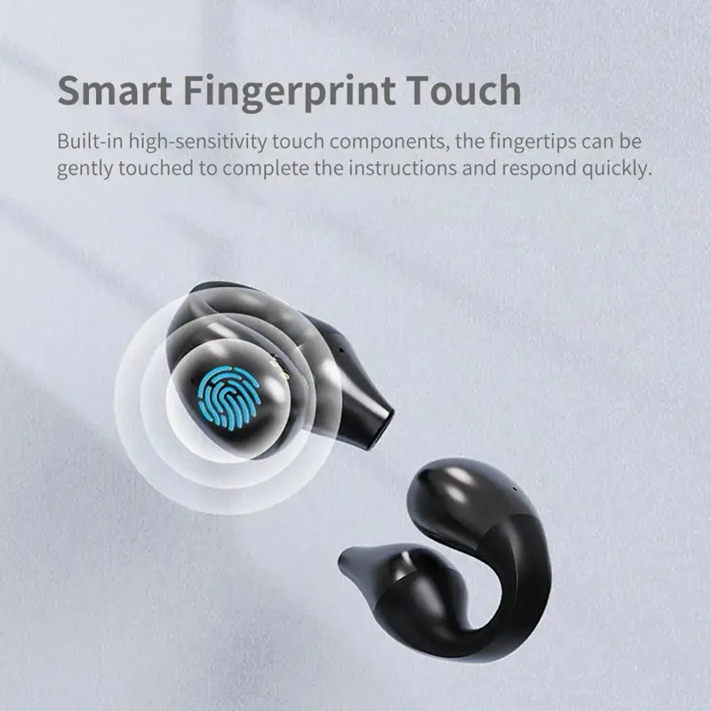 TWS Bluetooth 5.2 Kablosuz Kemik İletim Kulaklık Klips Kulak Müzik Gürültü İptal Etme Kulaklığı HD Oyun Sporları Kulaklık Elma Yaşam Bekleme Şarj Kılıfı