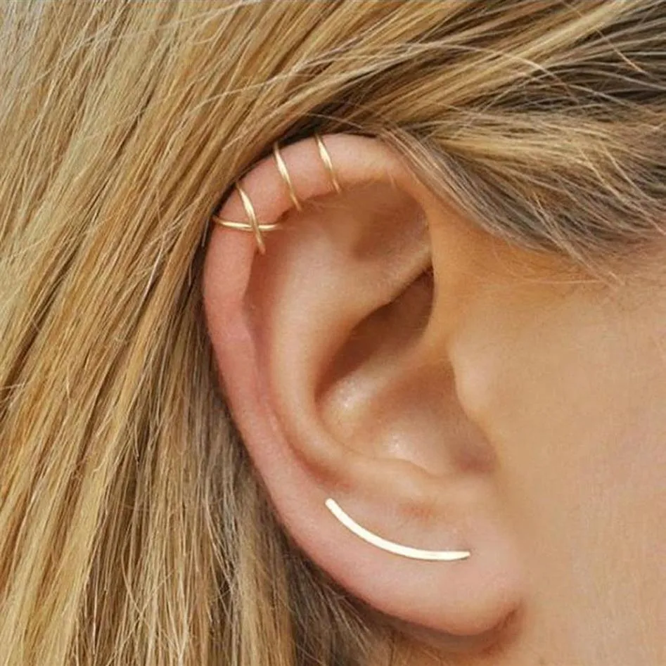 女性のためのスタイリッシュなイヤリングbijoux no piercing二重耳カフ新しいスタイルのジュエリーアクセサリーoorbellen earrings fantastic trinket308q