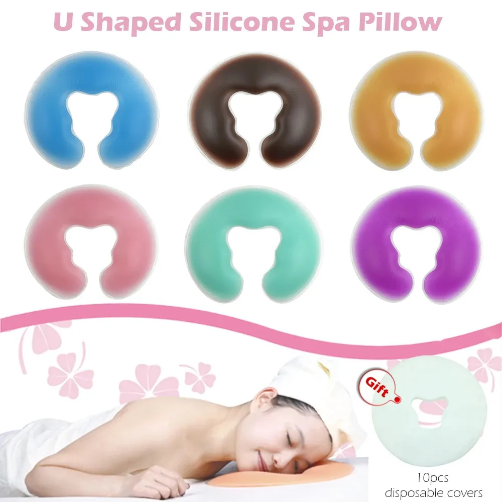 Good Silicone Spa Pillow Lay Face Gel Cushion Soft Pad for Back Massage Bed Breath Hole Overlay Cradle Tattoo Removal Tool 231222