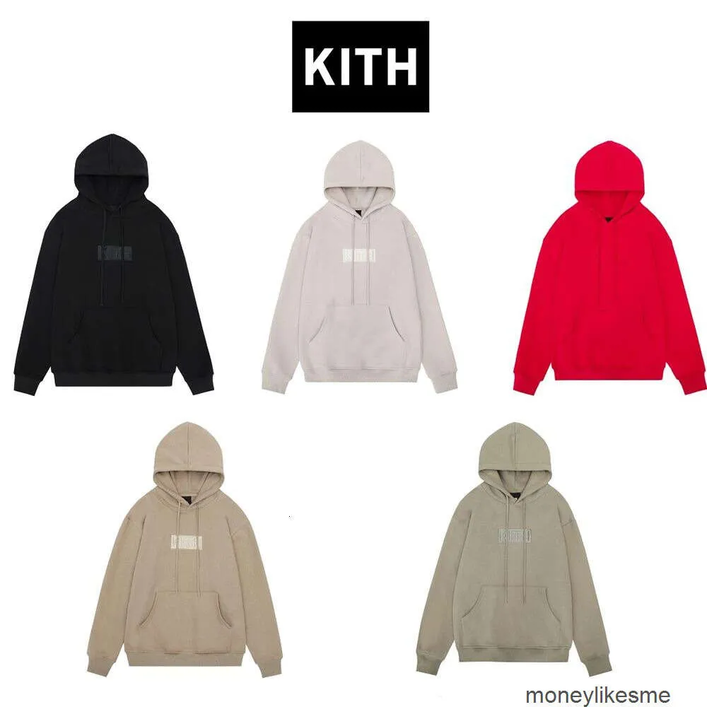 Herrtröjor designer hoodies mode streetwear kith box hoodie broderad brev grundläggande mode brer mäns kvinnors casual fleece hoodie pullover jacka