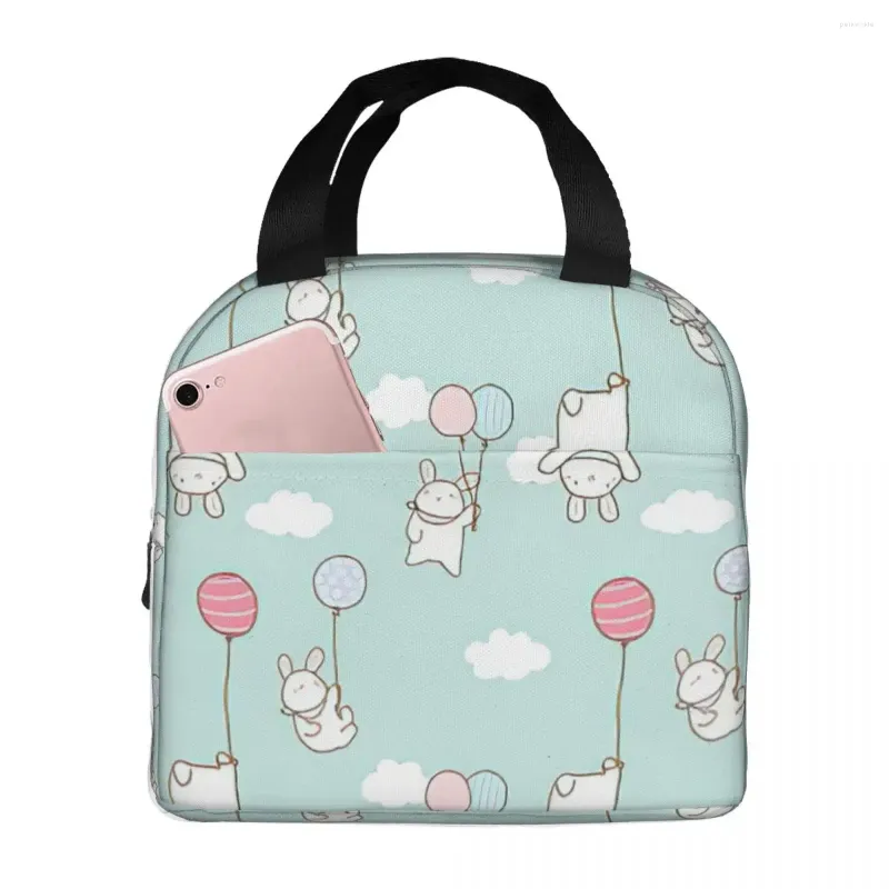Dinnerware Cartoon Balloon Lunch Bag Insulated With Compartments Reusable Tote Handle Portable For Kids Picnic School