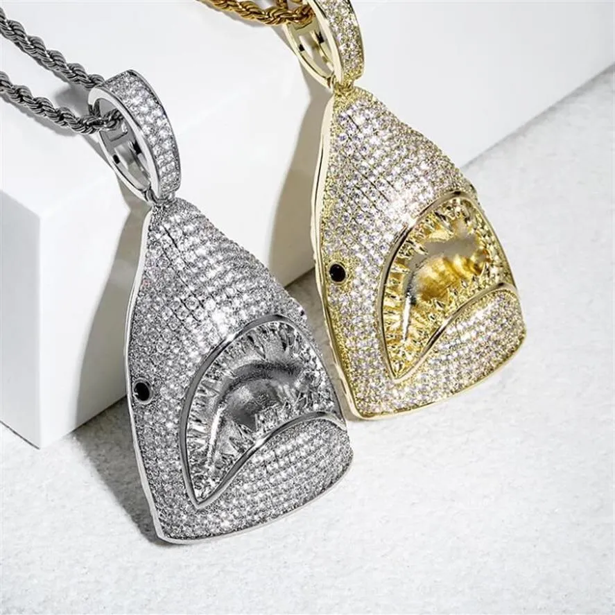 Hip Hop Shark Naszyjniki dla mężczyzn kobiety luksus designerski męski Diamentowy złoty łańcuch Naszyjnik biżuteria