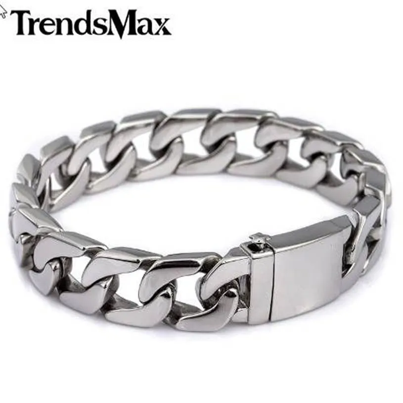 Trendsmax 13 mm 316L Bransoletka ze stali nierdzewnej Męska opaska na nadgarstek Srebrny kolor HB83258C