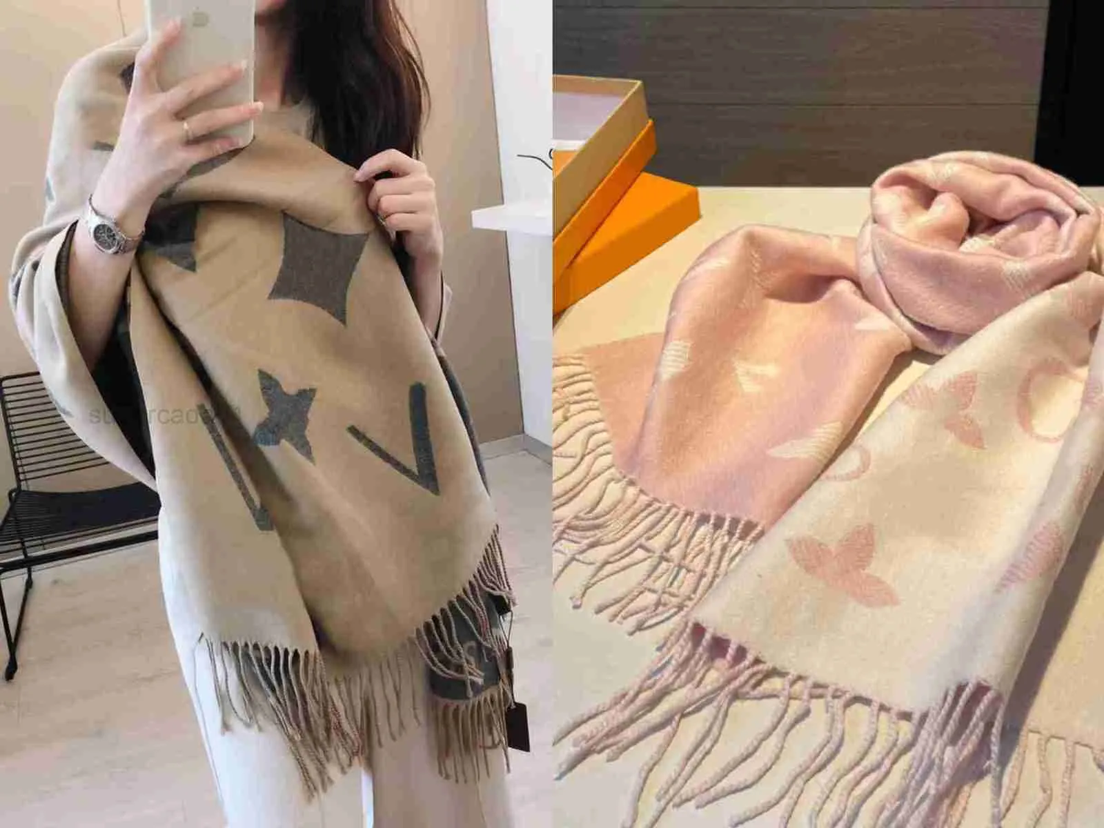 Cashmere Scarf Designer Femmes Hiver Luxury Fashion Nouveau châle Khaki Bib Men Black Couple Style Rose Gray