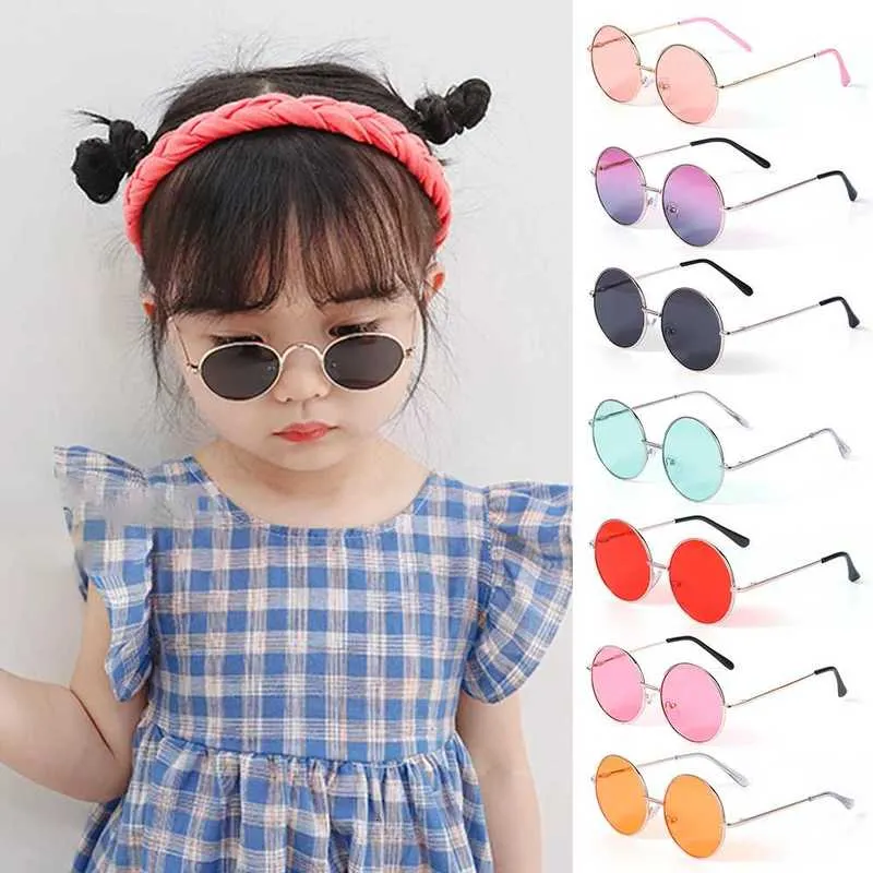 Enfants mignon couleurs de bonbons lunettes de soleil garçons filles rétro-cadre rond verres de soleil uv 400 accessoires de lunettes de style britannique sauvage de style britannique