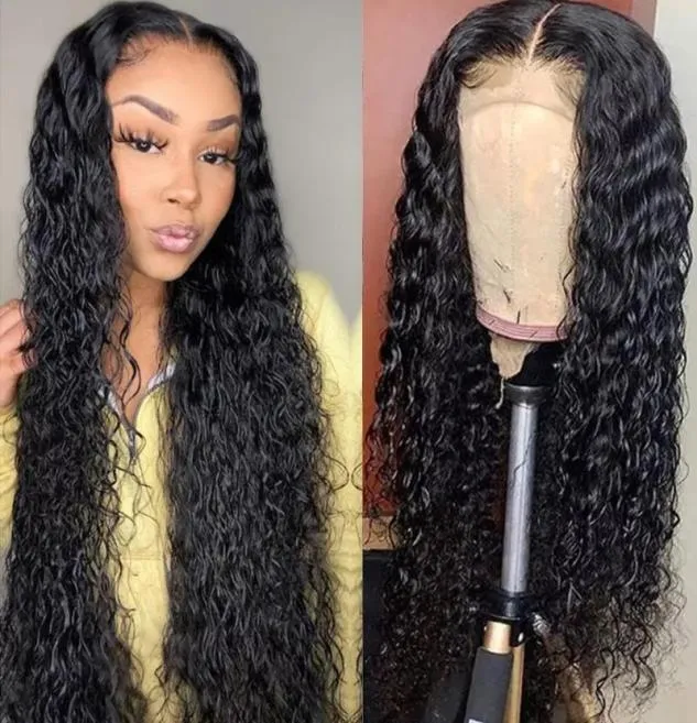 Lace Wigs Transparen Front Human Hair For Women Water Wave HD Frontal Wig Curly 4X4 5X5 Closure3607621