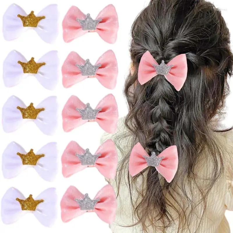 Accessori per capelli ncmama 1.5 pollici 8pcs mini corona arco con clip per bambina rosa bianco bowknote formela barili.