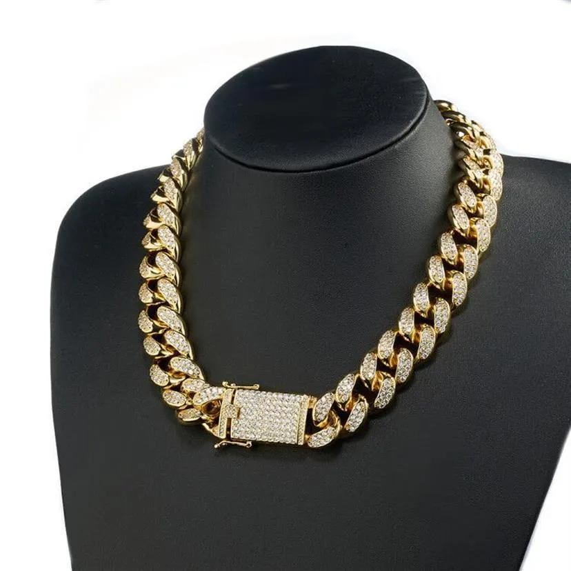 20 mm 16-36 cali ciężkie mrożone cyrkon Miami Cuban Link Naszyjnik Choker Bling Hip Hop Gold Srebrny Rosegold Jewelry 261B