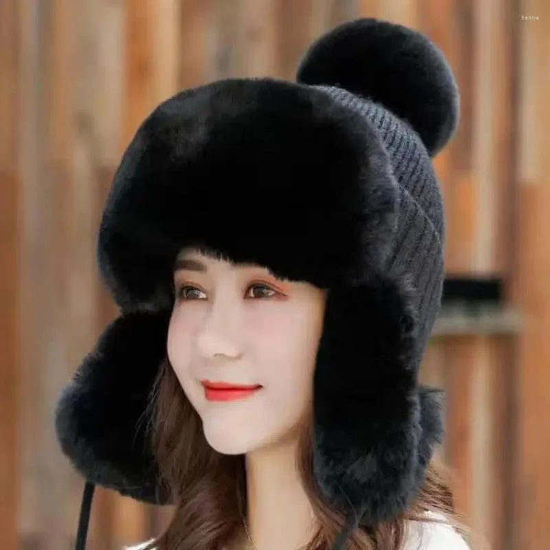 冬の濃い暖かい帽子ソリッドカラー女性超厚の女性のイヤフラップアウトドアアクティビティソフトコールド