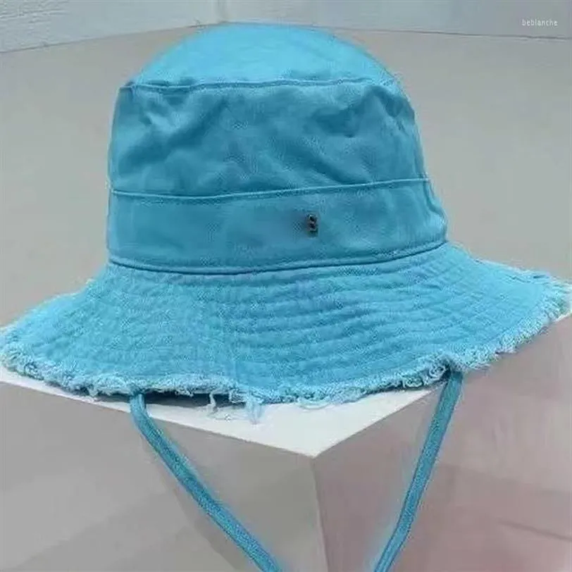 Brede rand hoeden luxe ontwerper dames zomer casquette metaal logo le bob artichauut vrouw merk bucket hatswide333v