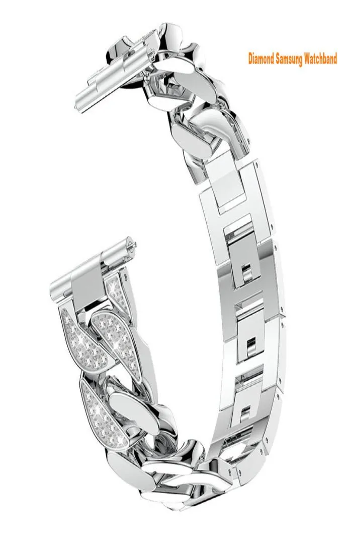 Sieraden Diamond Smart Banden Watchband Galaxy Watch 3 Work 3 41mm 4 Band 44 mm 40mm Women Bling Solid Roestless Steel Metal Replac4036647