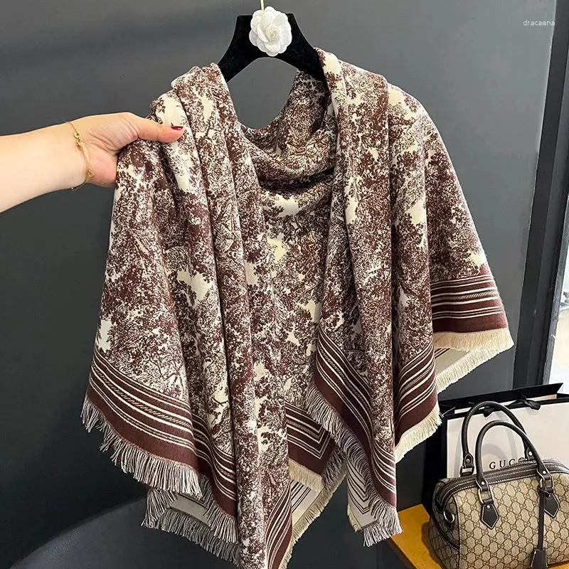 Scarves Autumn Winter National Tassels Big Square Scarf Women Travel Warm Imitation Cashmere Thick Shawl Female Pashmina Blanket Poncho