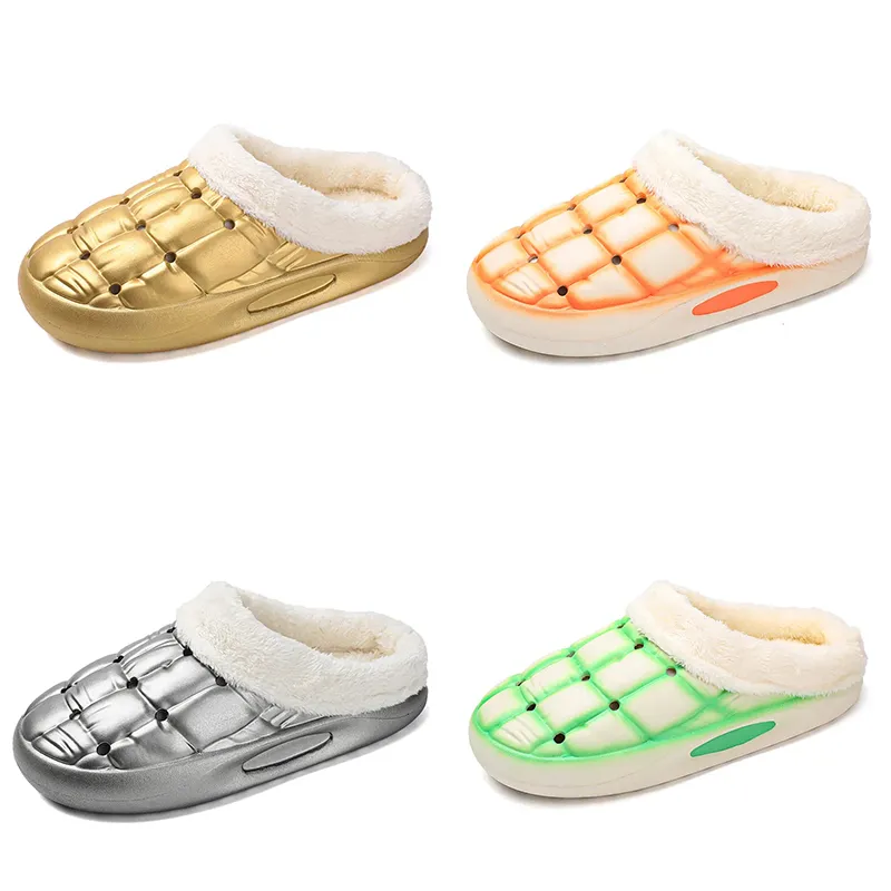 klassiek fleece verdikt warme huis katoen slippers mannen vrouwen gouden zilver groen zwart rood oranje heren dames mode buiten trend paar kleur