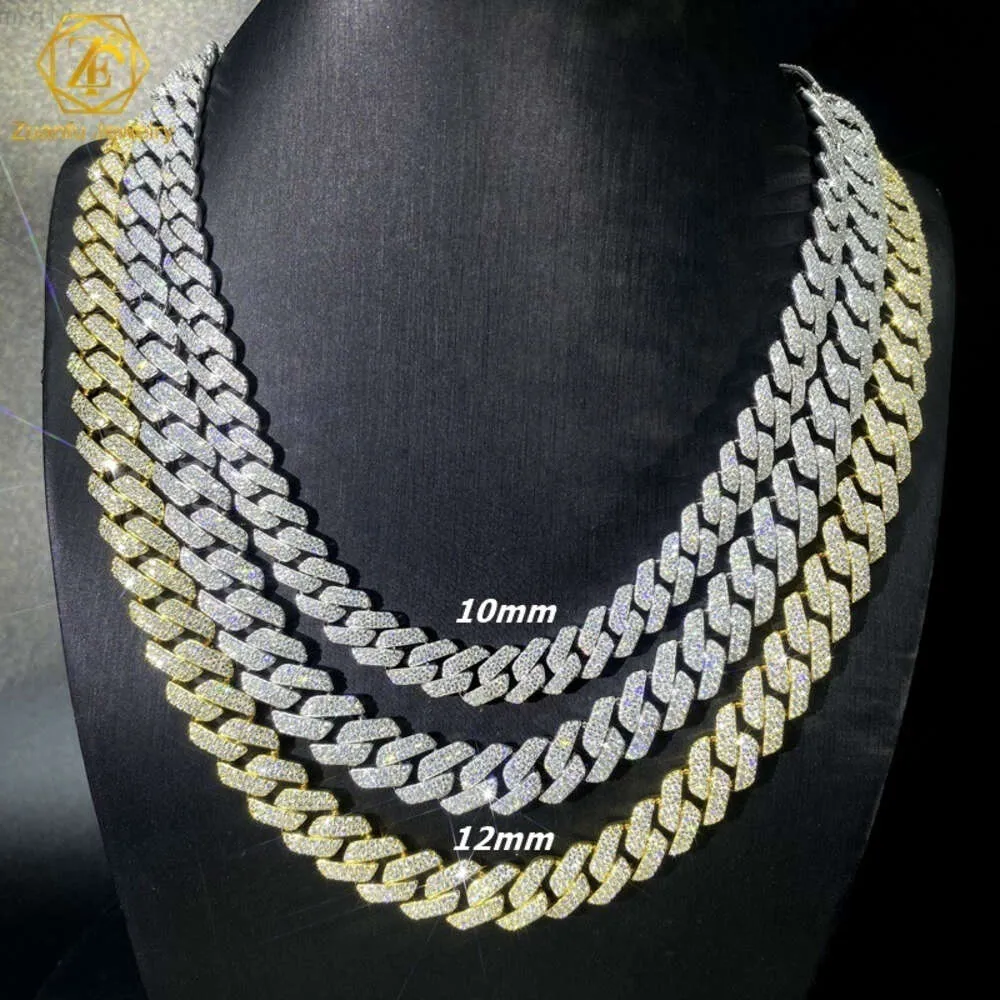 Hot Selling Streetwear Jewelry 925 Silver Cuban Chain Real Diamond Necklace 14K Solid Gold Jewelry Iced Cuban Link Chains