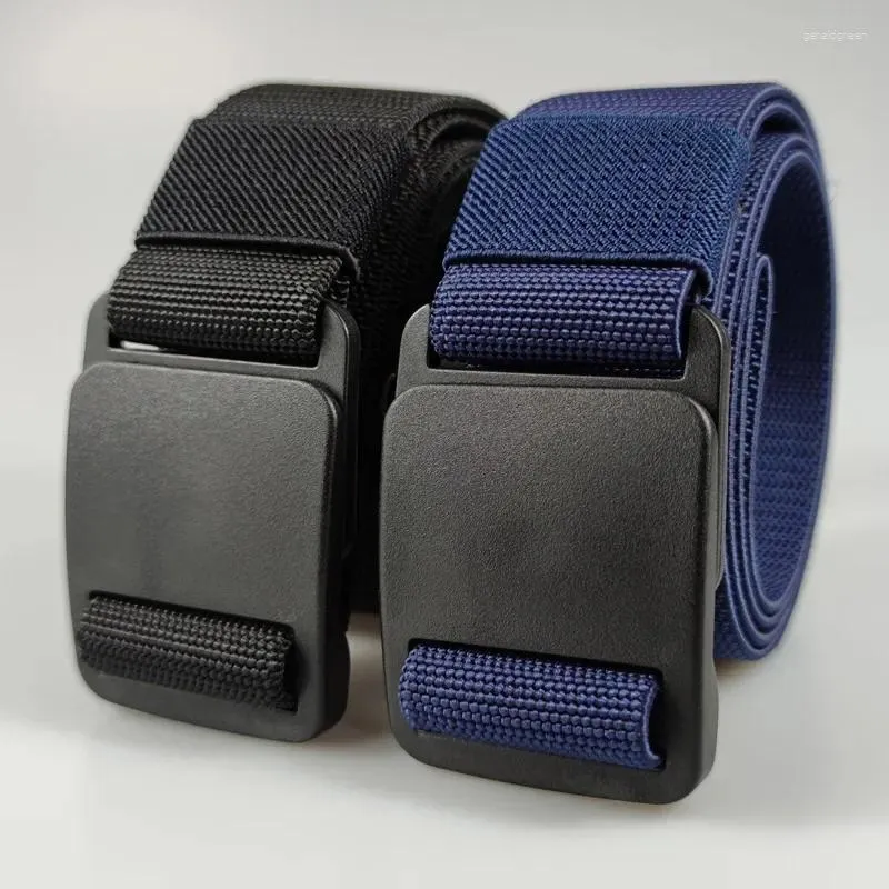 Belts Thickened Elastic Belt POM Plastic Flat Buckle Non-metal Security Non-porous Canvas Wear-resistant Comfort