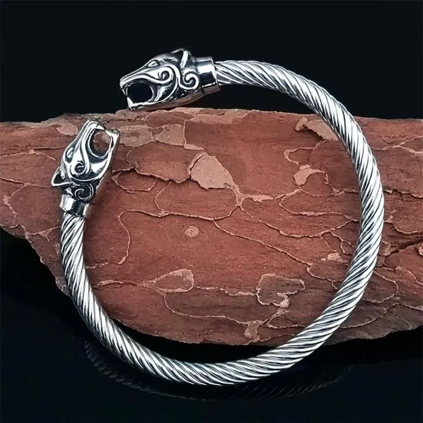 Bracciale di lupo in acciaio inossidabile Bracciale di gioielli Viking Accessori di moda VIKING BRACCHETTO CUFFAGGI DEGLI FEMMA 313B