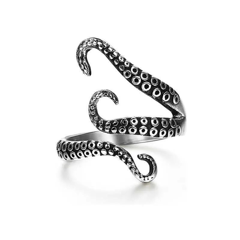 Octopus tentacle ring punk trend men's and women's nightclubs Octopus ring hip-hop personality jewelry