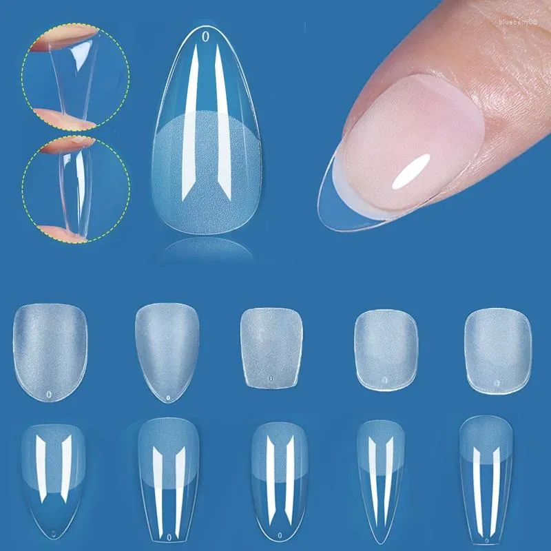 False unhas 20/24/120pcs pressione em dicas de gel macio Coffin Cover limpo capa completa Extensões de unhas transparentes artificiais falsas