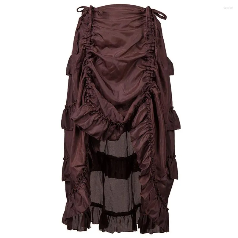 Юбки средневековая викторианская панк -винтажная женщина сексуальная длинная макси -стимпанк Миди готическая юбка Кружечка с высокой талией плиссированная плюс размер