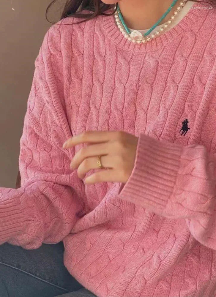 Dames truien gebreide trui borduurwerk vrouwen met lange mouwen gebreide pullover jumprt vrouwelijke kleding massief mannen roze grijze tops 5798