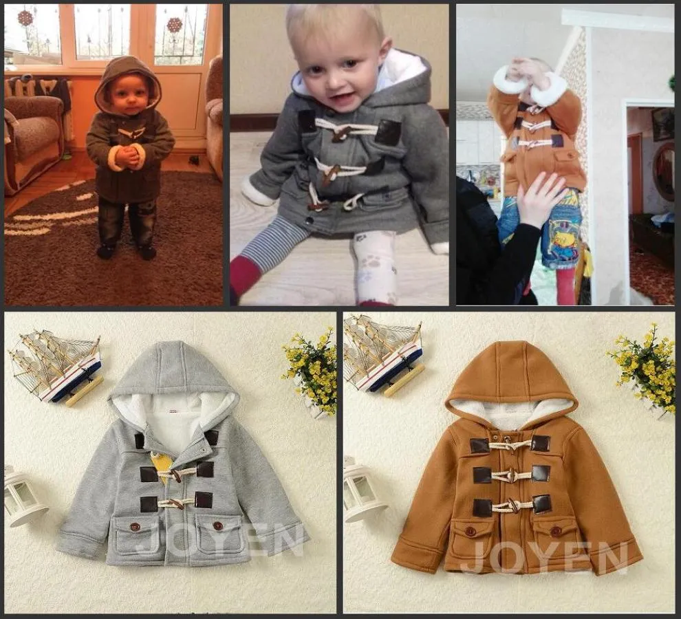 New Baby Boys Jacket Winter Clothes 2 Color Outerwear Coat Cotton Thick Kids Clothes Children Clothing With Hooded3765951