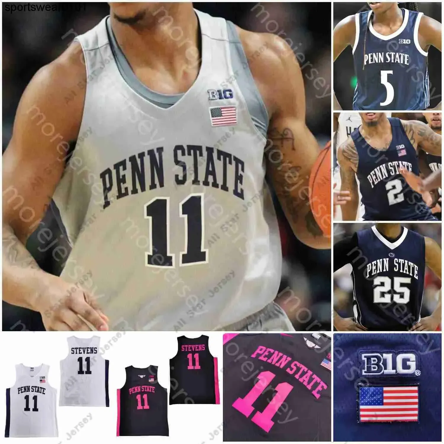 Maglie da basket personalizzate personalizzate Custom Penn State Basketball Jersey NCAA College Lamar Stevens Myles Dread Jones Izaiah Brockington Mike Wa