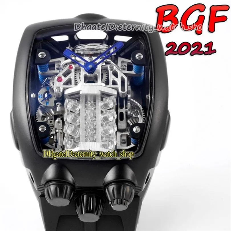 BGF 2021 أحدث المنتجات تشغيل Super 16 Cylinder Engine Black Dial Epic X Chrono Cal V16 Automatic Mens Watch Black Case ETERNIT189P
