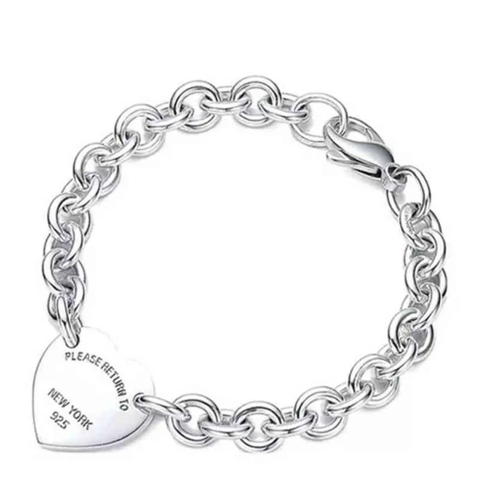 Armband für Frauen 925 Sterling Silber Herzgeformtes Anhänger O-förmiger Kette Hochwertige Luxusmarke Schmuck Juwely Girly Geschenk Co G2281K