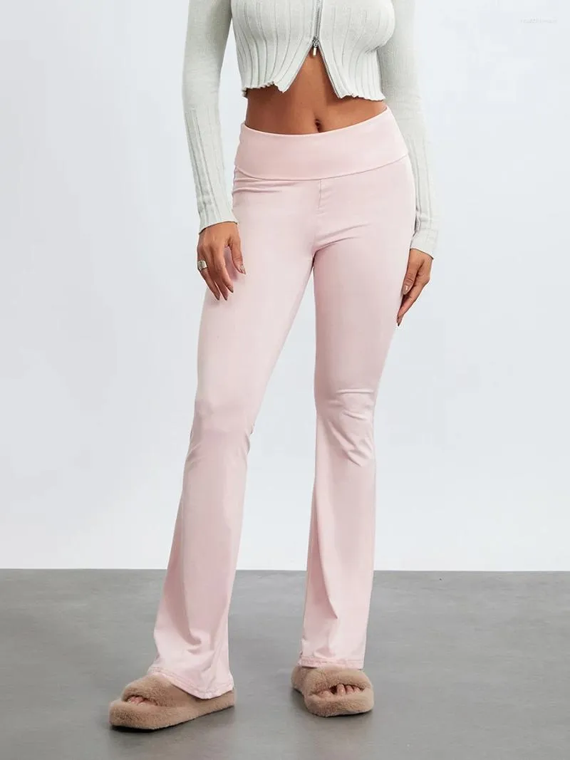 Leggings pour femmes Les femmes se replient la taille basse montée pantalon de yoga évasé Bootcut Bell Bottoms Pantal