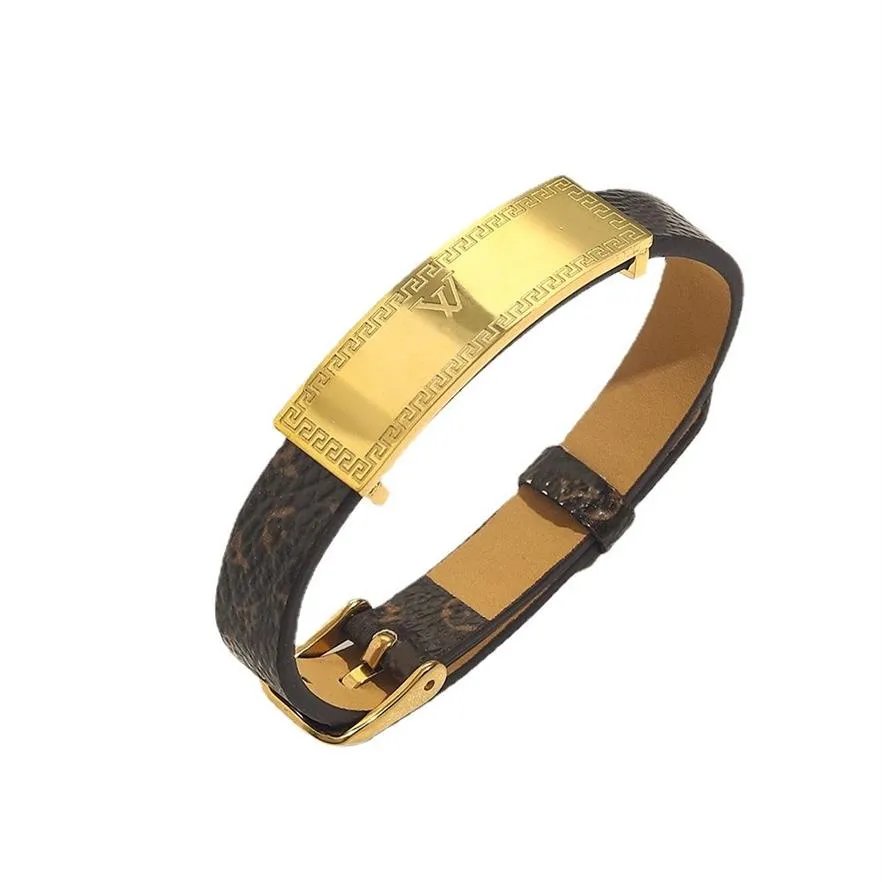 Nowy styl Bracelets Kobiety Boletka Projektant biżuterii Faux skóra 18K Gold Stated Stal Bransoleta Women Wesder GIF250F