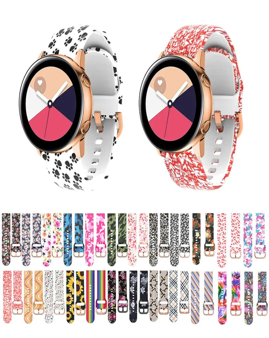 2022mm Straps Flower Leopard Grain Red Lip Printing Watchband Silicone Band for Samsung Galaxy Watch Active 2 Huawei Watch Band G5687033