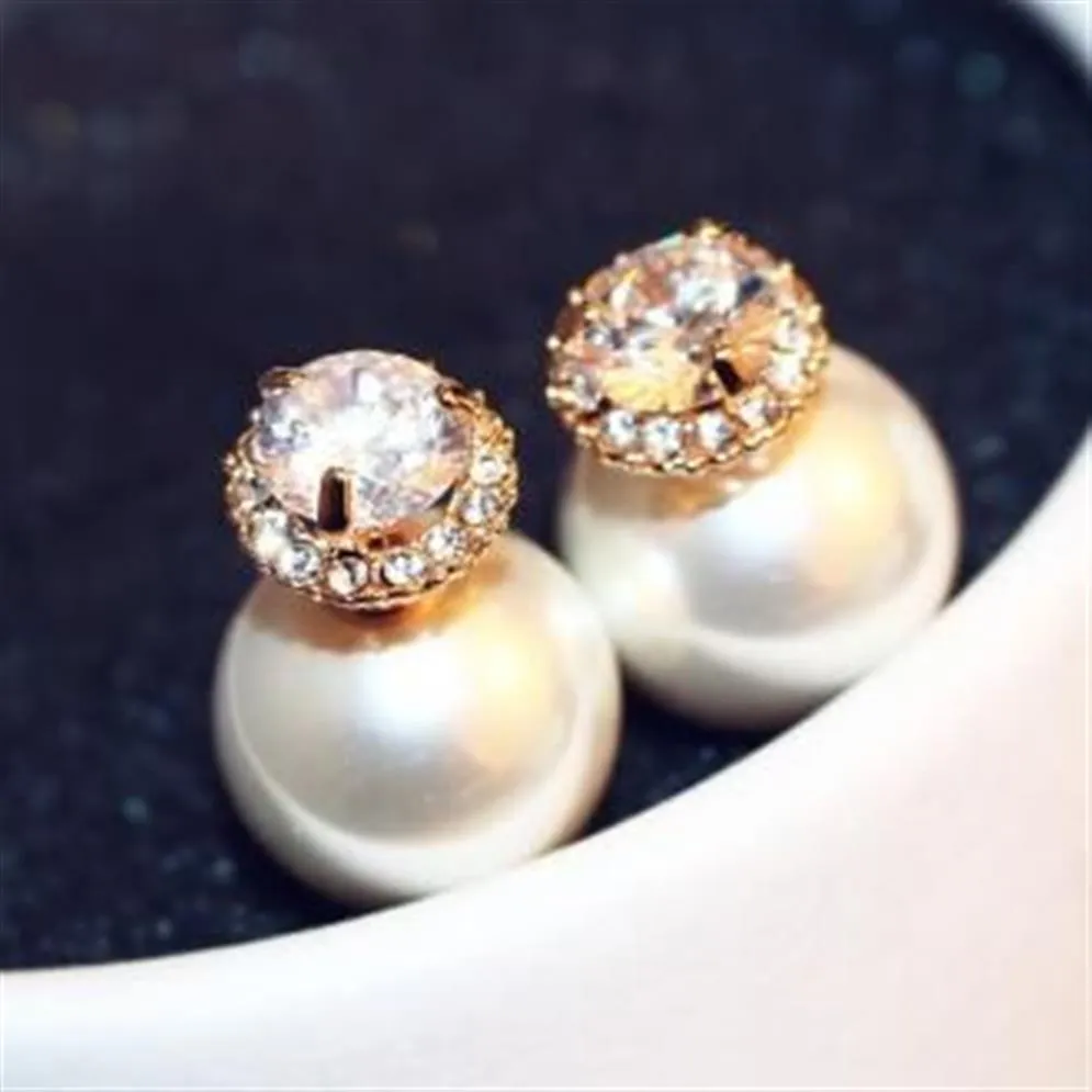 Pearl Stud أقراط الأزياء ذات الألوان المزدوجة ذات الأقراط ذات الأقراط Zircon stud arcs for women party as gift252i