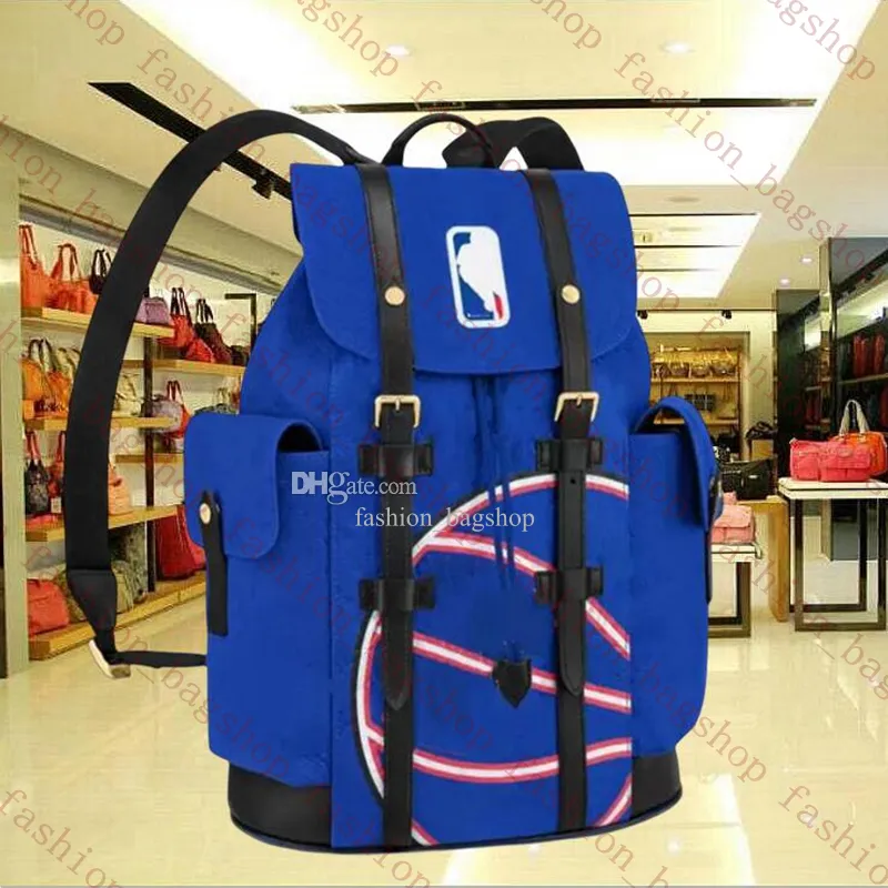 Luxurs Designer Backpack Blue Embossing Backpacks Handtassen Men Vrouwen Leer schooltas mode knapzak basketbal rugpack Presbyopische rugzak schoudertassen