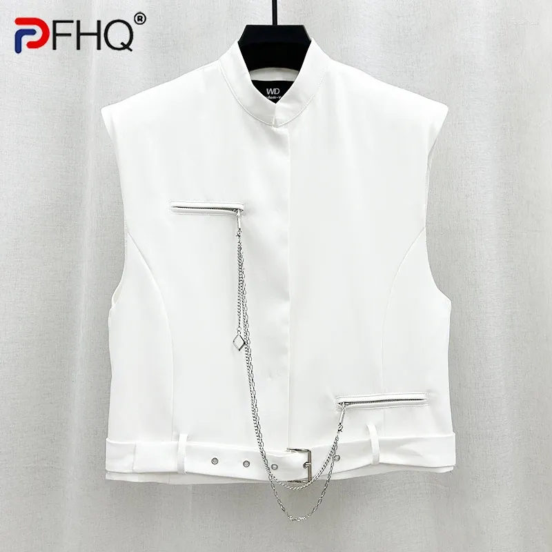 Мужские жилеты Pfhq Fashion Casual Vest для мужчин металлической цепочки.