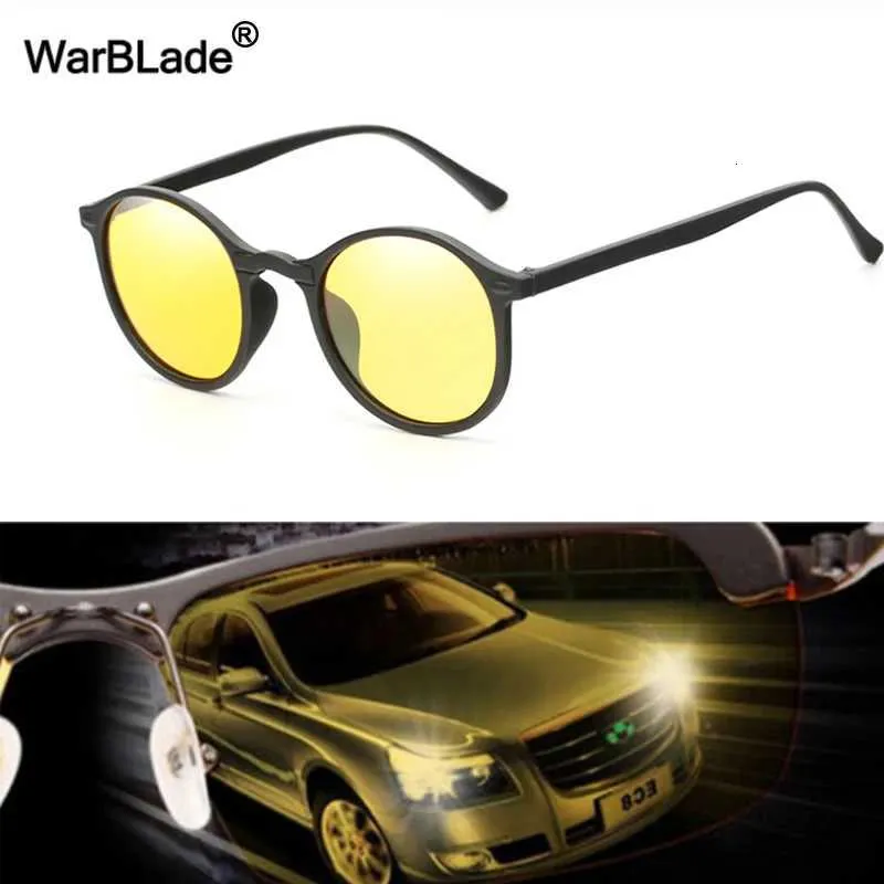 Warblade Femmes hommes Polarized Sunglasses Round Small Vision Night Vision Sun Verres Anti-Glare Night Driving Goggle UV400 Eyewear Gafas