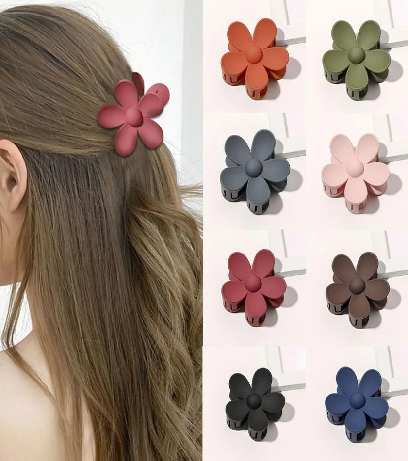 Autumn Small Flower Shaped Hair Clips for Women Plastic Hairpins Hair Accessories for Kids Frosted Crab Hair Claw Clip Barrette9059999