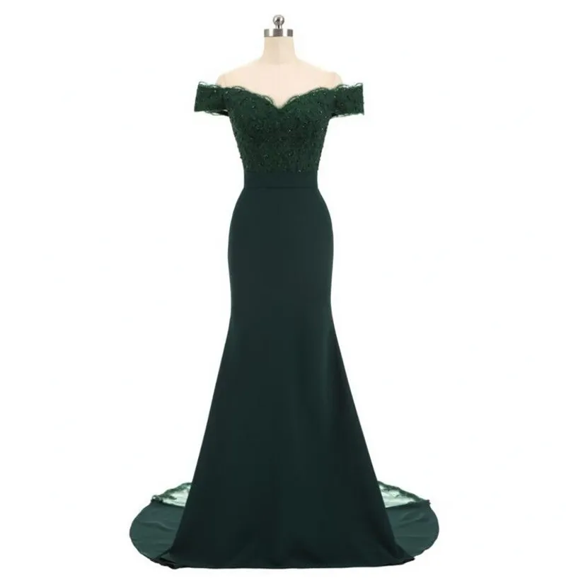 Novo chegada verde escuro V de pescoço com manga de tampa vintage apliques de renda vintage vestidos de festas de dama de dama de miçanidade Vestido de festa