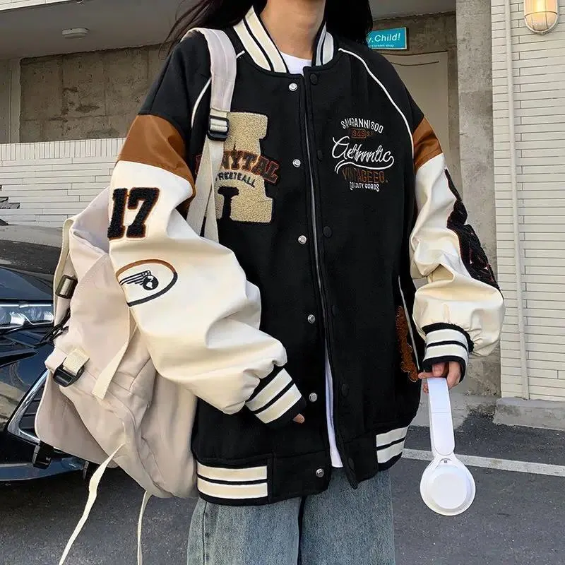 Damesjassen Deeptown Vintage Bomber Jacket Dames Harajuku Varsity Baseball Herfst Koreaanse stijl College Uniform Oversized Streetwear