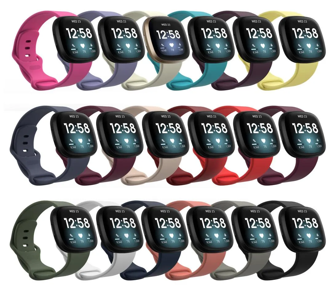 Band pour fitbit versa 3sense Soft TPU Sport Strap Remplacement du bracelet Femmes Hommes Accessoires de montre intelligente pour Fitbit Sense Wholes8037088