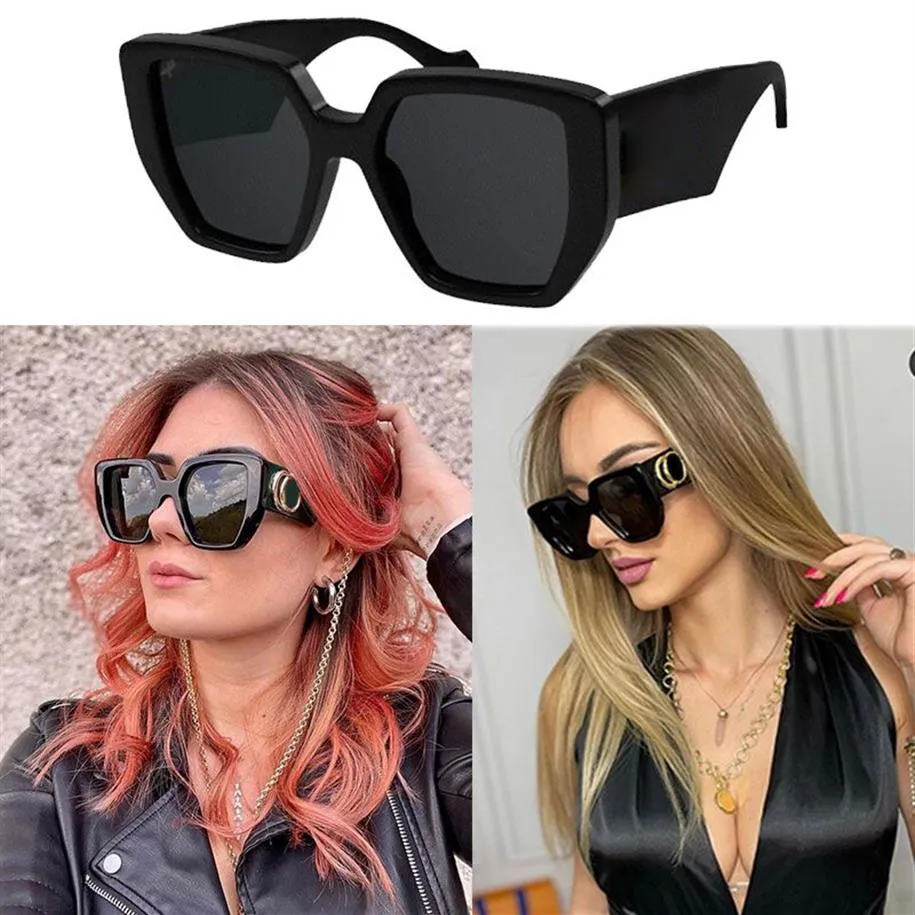 Designer sunglasses for mens 0956 womens fashion classic thick plate frame extra wide temples black lens sun glasses beach vacatio216o