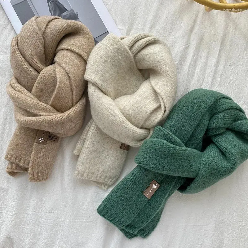 Sjaals 2023 Winter Fashion Wol Wrap sjaal Koreaanse vrouwen Solide kleuren zacht sjaal paar Warm zoete snoepkleur foulard dikke deken