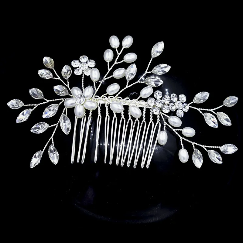 Western Wedding Fashion Headdress For Bride Handmade Wedding Crown Floral Pearl Hair Accessories Hair Ornaments