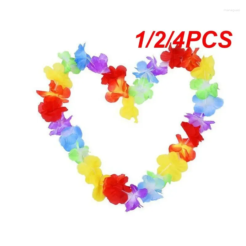 Decorative Flowers 1/2/4PCS Hawaii Necklace Hawaiian Dress Wreath For Hair Wedding Door Lei Flower Hoops Summer Party