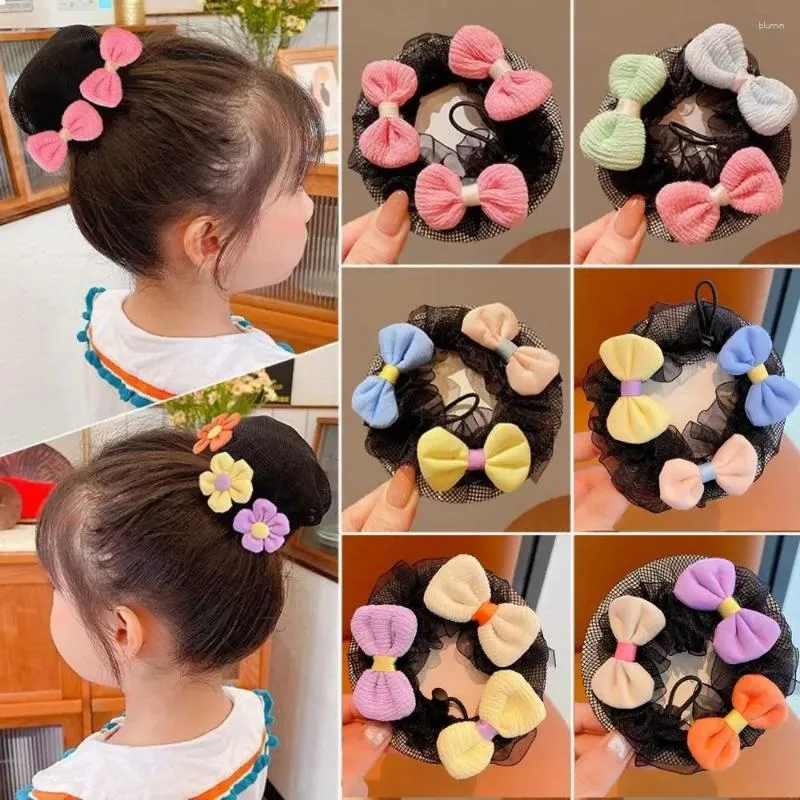 Hårtillbehör Bowknot Flower Net Ornaments Fabric Ball Head Curler Styling Tool Spole Artifact Girls Kids