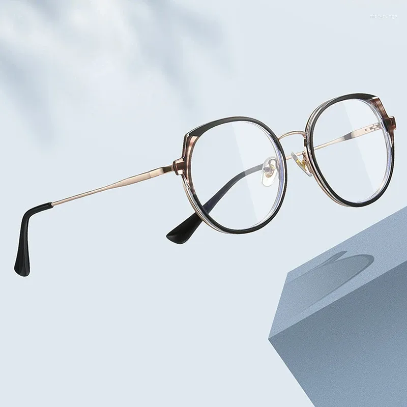 Óculos de sol Retro redonda prescrição óptica de óculos femininos moldura Ultra-Light e confortável Dinamarca Coreana Design Myopia Glasse 2023