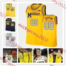 Nimari Burnett Dug McDaniel Michigan Basketball Jersey Custom Stitched Mens 2 Tray Jackson 3 Jaelin Llewellyn 13 Olivier Nkamhoua Michigan Wolverines Jerseys